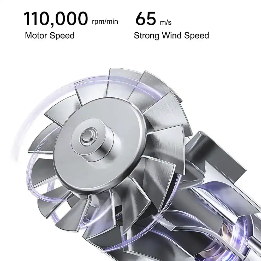 High-speed industrial turbine fan showcasing advanced motor design, perfect for precision machinery and ventilation systems. Ideal for industrial applications requiring powerful airflow and efficiency.