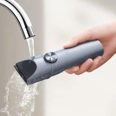 Compact cordless electric shaver with waterproof design, ideal for precise facial hair grooming and trimming. Suitable for men seeking efficient shave solutions.
