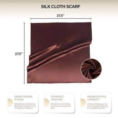 Silk cloth scarf for hair styling and protection, 27.5 inches wide, made of satin to prevent friction, enhance shine, and add elegance to your look. Perfect for vintage styling and long-lasting style.