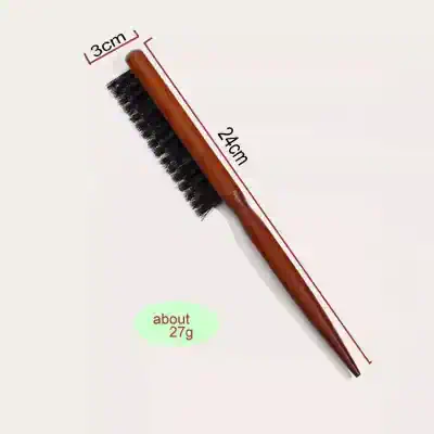 Soft-bristled brow grooming brush with wooden handle, measuring 24cm in length and weighing approximately 27g, ideal for precise eyebrow styling and maintenance.