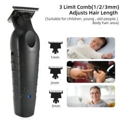 Precision hair clipper for body hair grooming, adjustable blades for children, men, and women, ideal for beard, hair, and body grooming, suitable for all hair types.