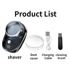 Precision electric shaver with washable head, dust cover, USB charging cable, and cleaning brush – ideal for men’s grooming and personal care at Monalisa Store.