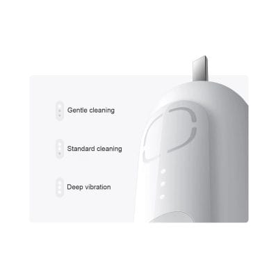 Gentle facial cleansing device with multiple modes including gentle, standard, and deep vibration for effective skincare and facial cleansing.