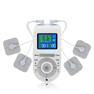 High-frequency electromagnetic therapy device for pain relief and tissue regeneration, featuring multiple treatment pads, touch screen interface, and adjustable modes for targeted therapy.