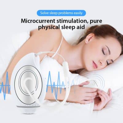 Microcurrent sleep aid device for improved sleep quality and health benefits.