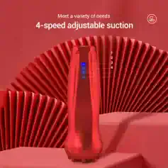 Adjustable red vacuum suction device with 4-speed settings, ideal for beauty and skincare treatments. Perfect for enhancing skin health and cleansing pores.