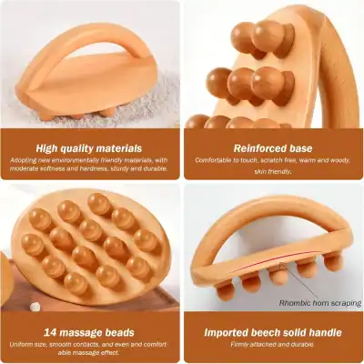 Smooth wooden massage brush with high-quality materials designed for effective relaxation and skin-friendly use.