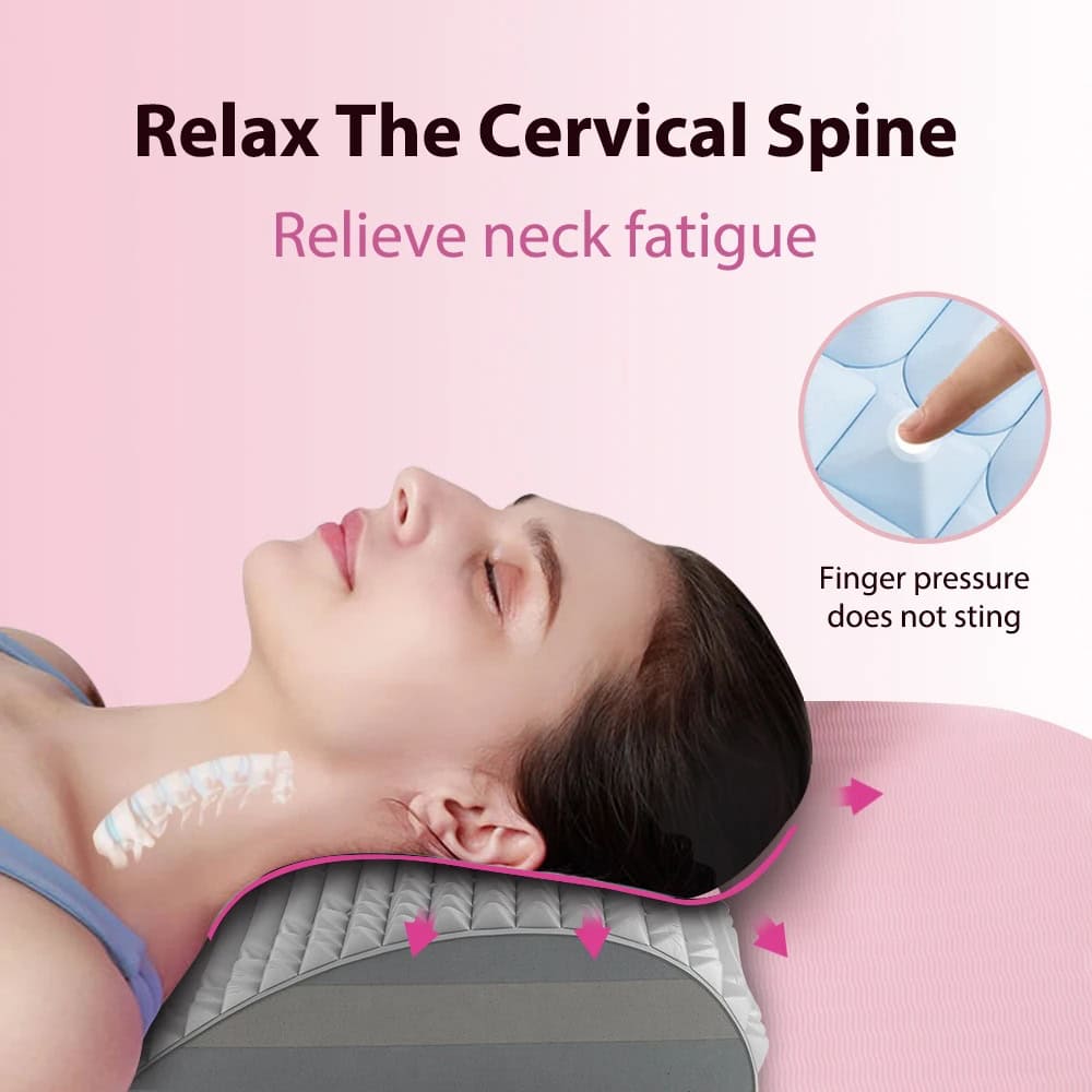 Relax the cervical spine to relieve neck fatigue, with gentle pressure. Ideal for improving posture and reducing neck pain using specialized therapy cushions at Monalisa Medical Store.