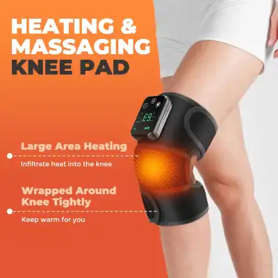 Knee heating pad with digital control, designed for heat therapy, pain relief, and muscle relaxation, wrapped around the knee for targeted warmth.