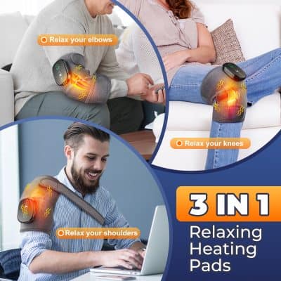 Cooling heating massage therapy pads for neck, knee, and shoulder pain relief, comfortable wearable heating pads for relaxation, muscle pain, and sore joints, ideal for home and office use.