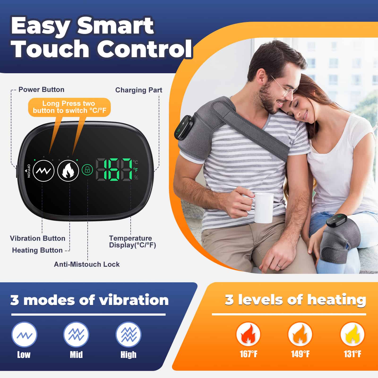 Wireless shoulder therapy heating device for pain relief and muscle relaxation at Monalisa Store.