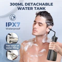 Dryer with water tank, waterproof, cordless, portable, dual water filling options, men's grooming, personal care, travel essentials, Monalisa Store, skincare device, health and beauty product, waterproof skin treatment, men's skincare gadget.