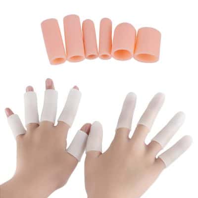 Breathable silicone finger protectors for finger injuries, finger exercises, finger covers for nail art, and finger guards for health and safety.