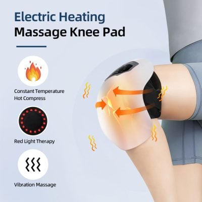 Electric heating knee pad for pain relief, featuring constant temperature heat, red light therapy, and vibration massage for effective knee pain management and recovery.