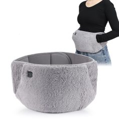 Removable heated neck massager belt for neck pain relief and relaxation, made of soft plush material with adjustable fit, ideal for home or office use.