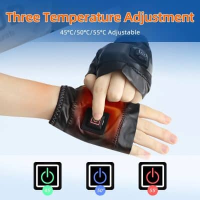 45°C/50°C/55°C adjustable heated glove for winter; ideal for cold weather therapy and comfort.