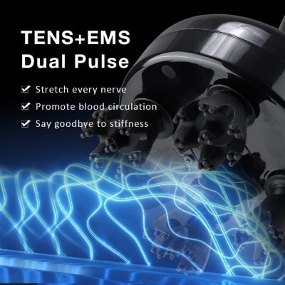 Medical aesthetic device with TENS and EMS dual pulse technology for nerve relief and blood circulation.