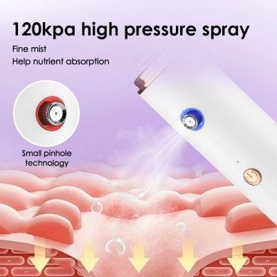 120kpa high pressure spray for skin cleansing, nutrient absorption, and fine mist skincare, featuring small pinhole technology for effective facial treatment at Monalisa Store.