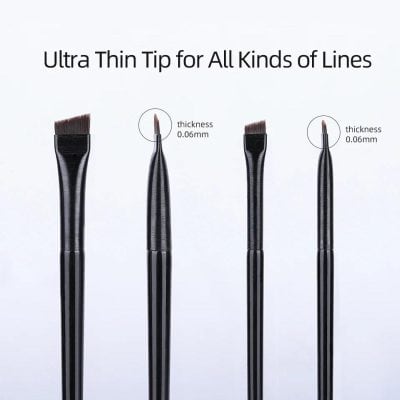 Precision makeup brush set with ultra-thin tips, 0.06mm thickness ideal for all line types, professional cosmetic brushes for detailed application and flawless results.