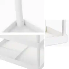 Sturdy white mannequin display stand for medical or optometry stores, easy to assemble, durable plastic construction, ideal for showcasing eyewear or optical accessories.