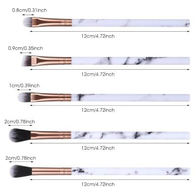 High-quality makeup brushes set with marble handles and rose gold ferrules, ideal for professional and personal cosmetics application.