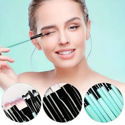 Eyeliner application by young woman, beauty makeup, cosmetics tools, makeup brushes, beauty routine, professional makeup products, Monalisa Store opt.
