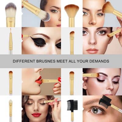 Luxurious collection of professional makeup brushes showcased at Monalisa Store for flawless beauty application. Elevate your makeup with high-quality tools for eyes, face, and lips.