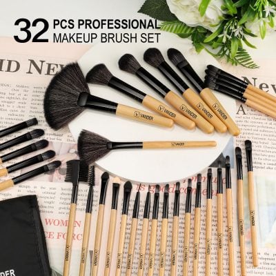 High-quality professional makeup brush set with 32 brushes for cosmetics and beauty application, ideal for makeup artists, salons, and personal use. Perfect for creating flawless looks and detailed makeup artistry.