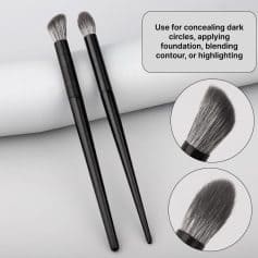 Soft-bristle makeup brushes for concealing dark circles, applying foundation, blending contour, or highlighting; ideal for flawless complexion.