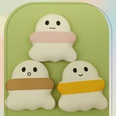 Cute cartoon-styled plush character toys resembling smiley faces with different color bands, ideal for kids' bedroom décor and as playful accessories for children.