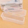 Plastic storage case for makeup brushes with clear lid.