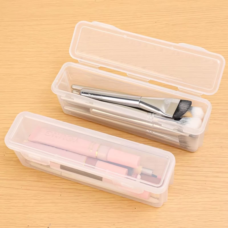 Toothbrush and dental tools in storage boxes for dental care and hygiene.