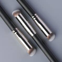 Ultra-soft makeup brushes with black handles and silver ferrules, perfect for professional cosmetic application at Monalisa Store.