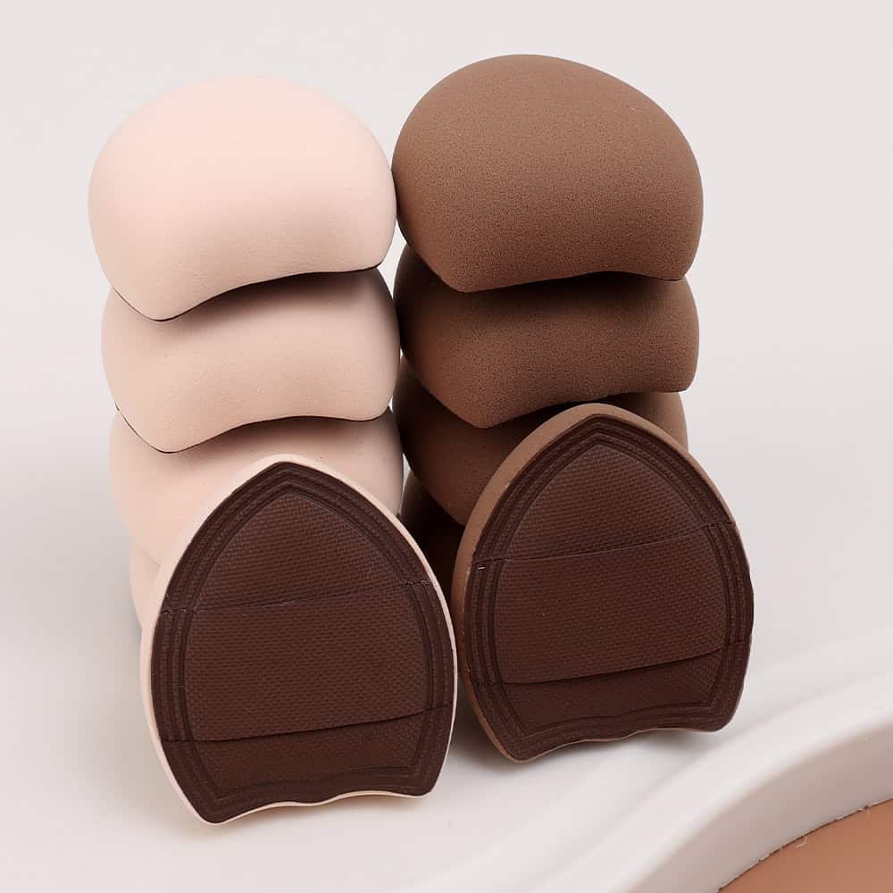 Plush silicone beauty sponges in beige and brown for skincare, makeup application, and cosmetic use at Monalisa Store. Perfect for a smooth, flawless finish.
