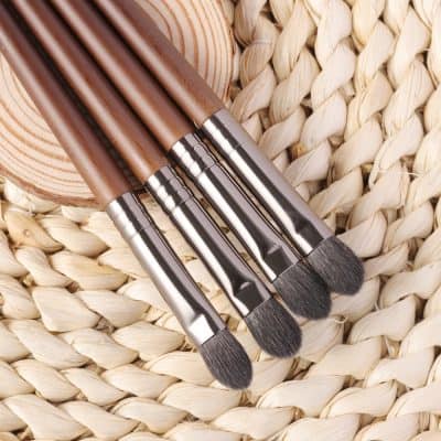 Precision makeup brushes set for professional or personal use, featuring soft synthetic bristles and sleek wooden handles for flawless makeup application.
