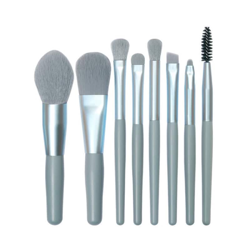 Professional makeup brushes set for beauty and cosmetic application, ideal for face and eye makeup, featuring silver handles and soft bristles. Perfect for salon or personal use.