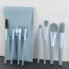 Brush set for cosmetic and skincare application, featuring silver handles and soft bristles, perfect for professional and personal use.