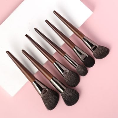 Soft brown makeup brushes set for face and eyes, high-quality bristles, professional beauty tools, ideal for makeup application, blending, and contouring, found at Monalisa Store.