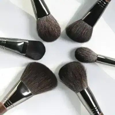 Soft synthetic makeup brushes for skincare and cosmetic application, black handles, professional quality, Monalisa Store collection.