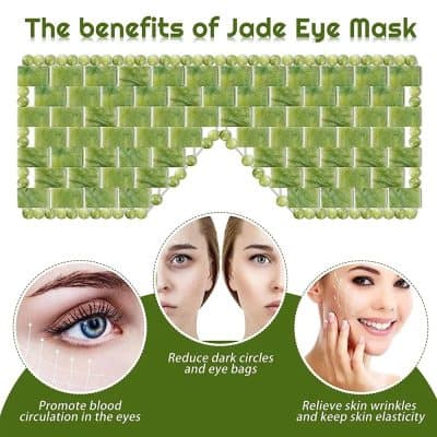 Green jade eye mask for skincare and eye health, promoting blood circulation, reducing dark circles, and minimizing eye bags. Perfect for radiant skin and overall eye wellness.