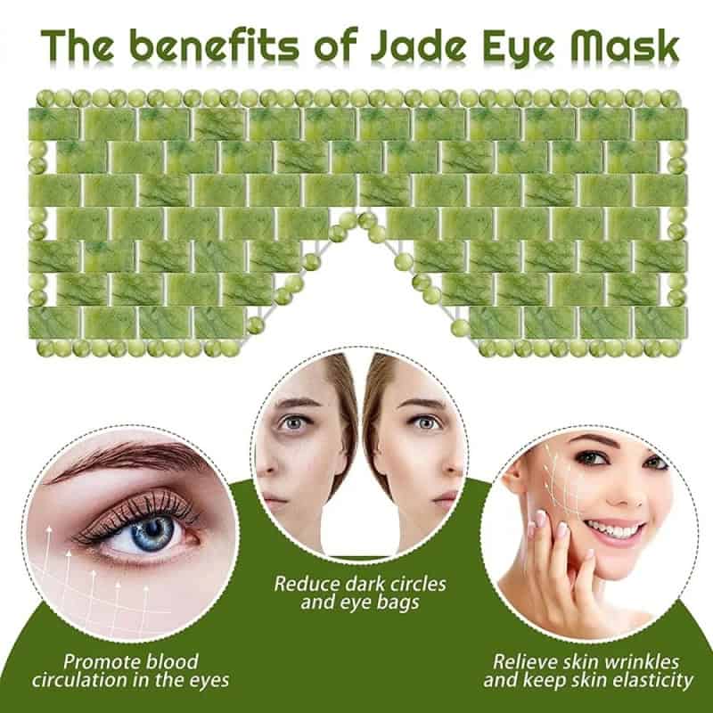 Green jade eye mask for skincare and eye health, promoting blood circulation, reducing dark circles, and minimizing eye bags. Perfect for radiant skin and overall eye wellness.