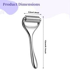 Micro-needling Derma Roller for facial and skin rejuvenation, stainless steel with 540 needles, 1.9-inch wide, 5-inch handle, ideal for skincare treatment and aesthetic enhancement.