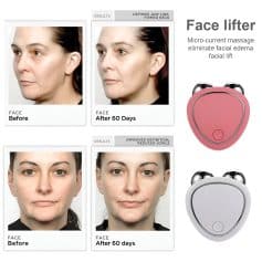 Micro-current face lift device for facial edema reduction, featuring transformative results after 60 days of use. Perfect for non-invasive facial rejuvenation and skin tightening.