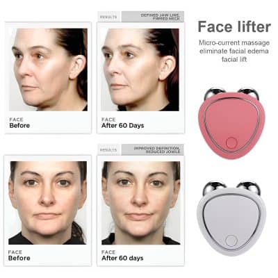 Micro-current face lift device for facial edema reduction, featuring transformative results after 60 days of use. Perfect for non-invasive facial rejuvenation and skin tightening.