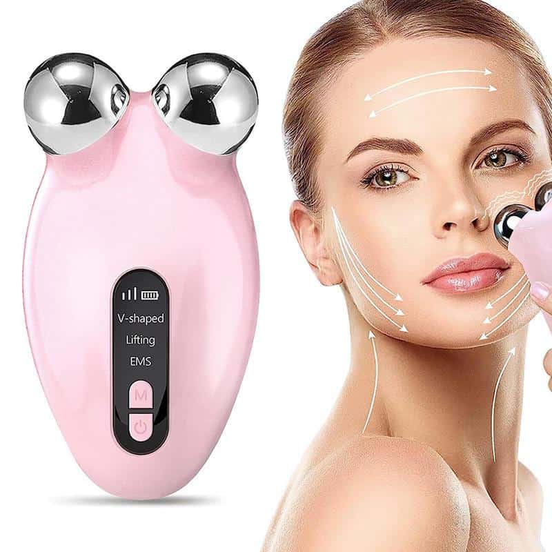 V-shaped facial lifting massager for skin tightening and anti-aging, featuring EMS technology for non-invasive facial therapy.