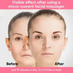 Micro-current facial massage results, visible effect, anti-aging skincare, facial rejuvenation, Monalisa Store skincare treatment.