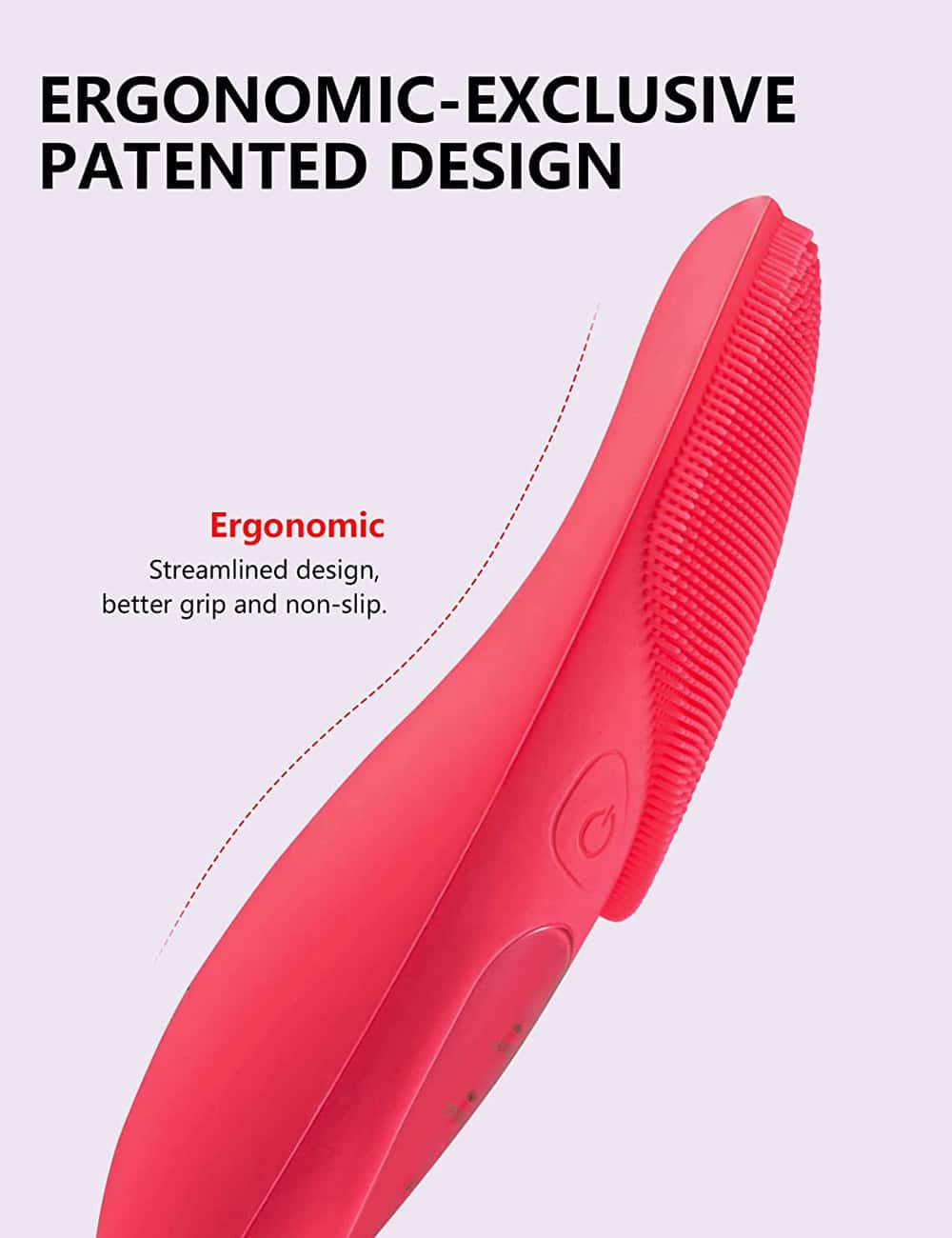Compact pink handheld massager with ergonomic design, non-slip grip, and streamlined structure for enhanced comfort and effectiveness. Ideal for relaxation and muscle relief.