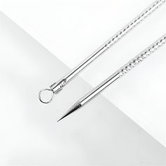 Stainless steel eyelash extension tweezers for precise application, featuring a textured grip and pointed tip, ideal for beauty professionals and eyelash artists.