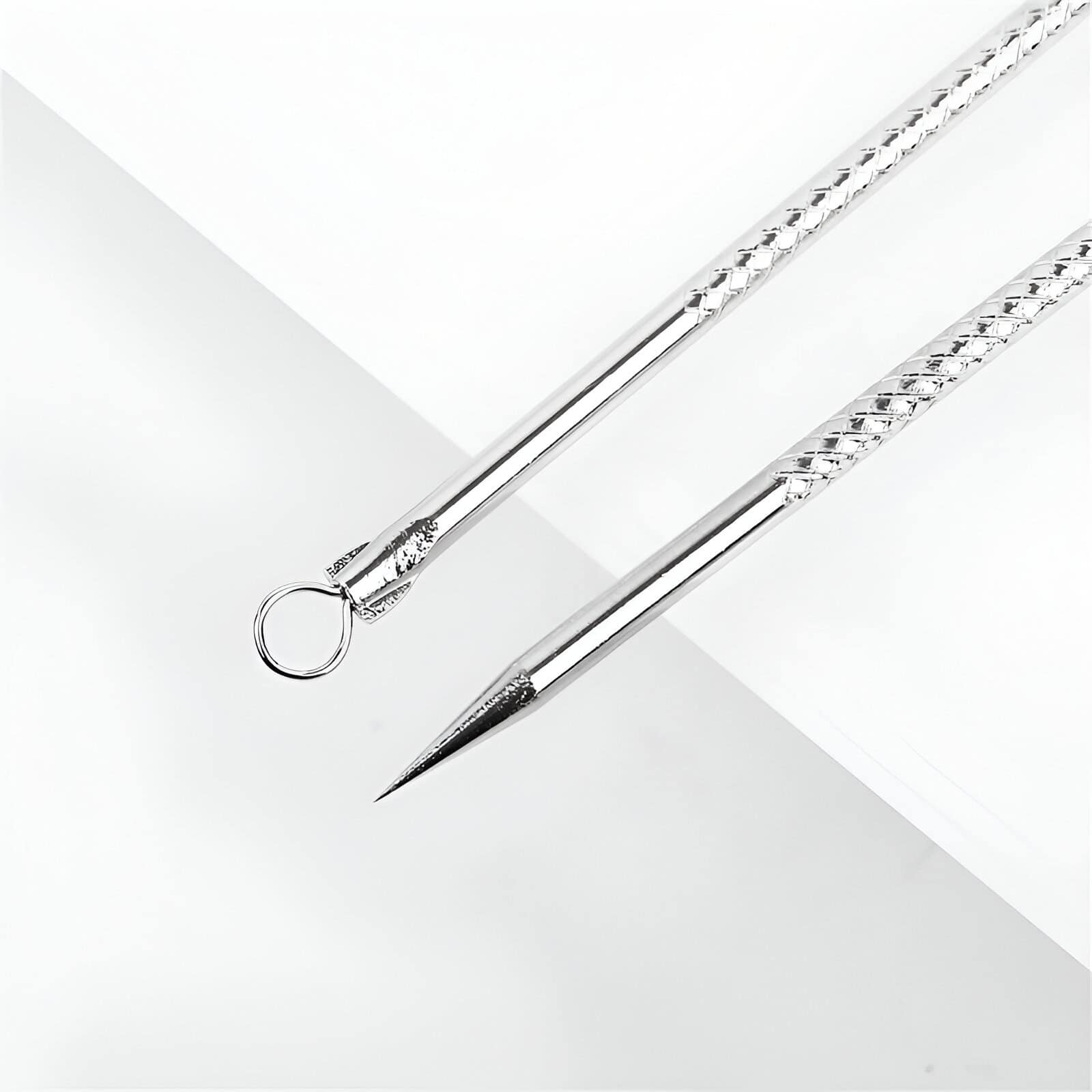 Stainless steel eyelash extension tweezers for precise application, featuring a textured grip and pointed tip, ideal for beauty professionals and eyelash artists.