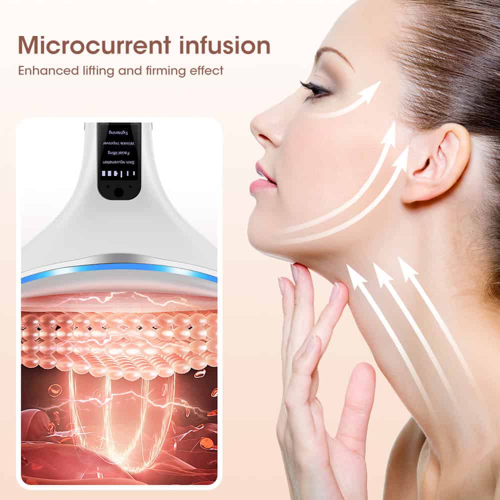 Microcurrent facial device for skin lifting and firming at Monalisa Store, specializing in advanced skincare and anti-aging treatments.